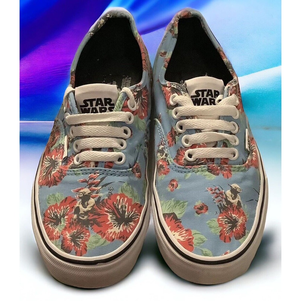 Star Wars Yoda Vans Tropical Hawaiian Pattern Blue Shoes Womens 7.5 Fast Ship